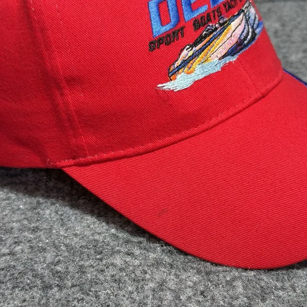 Delta Sport Boats & Yacht Club Red StrapBack Baseball Cap Lot Of 2 Hats OSFA Vtg